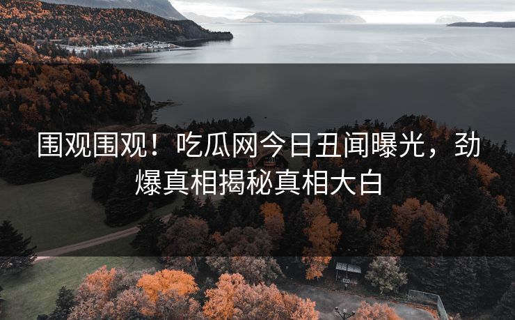 围观围观！吃瓜网今日丑闻曝光，劲爆真相揭秘真相大白
