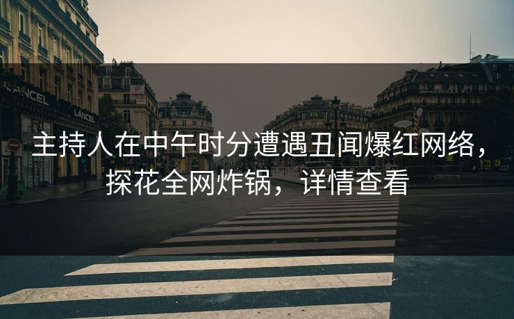 主持人在中午时分遭遇丑闻爆红网络，探花全网炸锅，详情查看  第1张