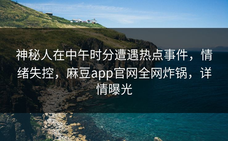 神秘人在中午时分遭遇热点事件，情绪失控，麻豆app官网全网炸锅，详情曝光  第1张