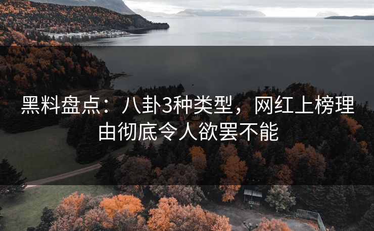 黑料盘点：八卦3种类型，网红上榜理由彻底令人欲罢不能