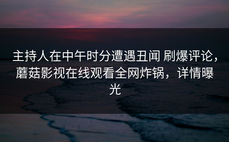 主持人在中午时分遭遇丑闻 刷爆评论，蘑菇影视在线观看全网炸锅，详情曝光