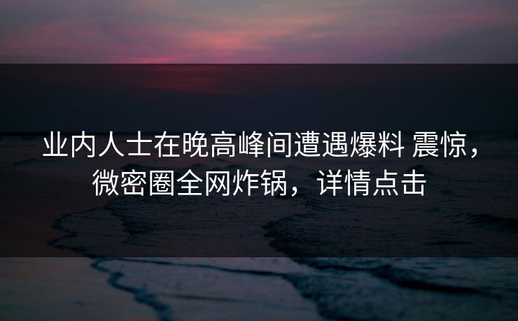 业内人士在晚高峰间遭遇爆料 震惊,微密圈全网炸锅,详情点击 第1张 业内人士在晚高峰间遭遇爆料 震惊,微密圈全网炸锅,详情点击 第1张