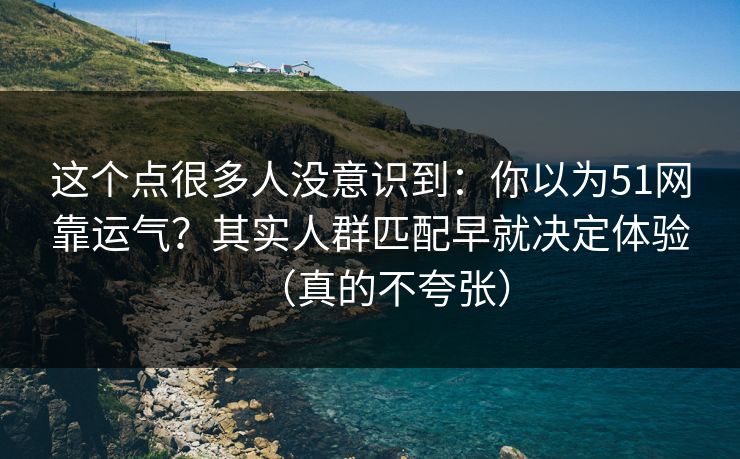 这个点很多人没意识到：你以为51网靠运气？其实人群匹配早就决定体验（真的不夸张）  第1张